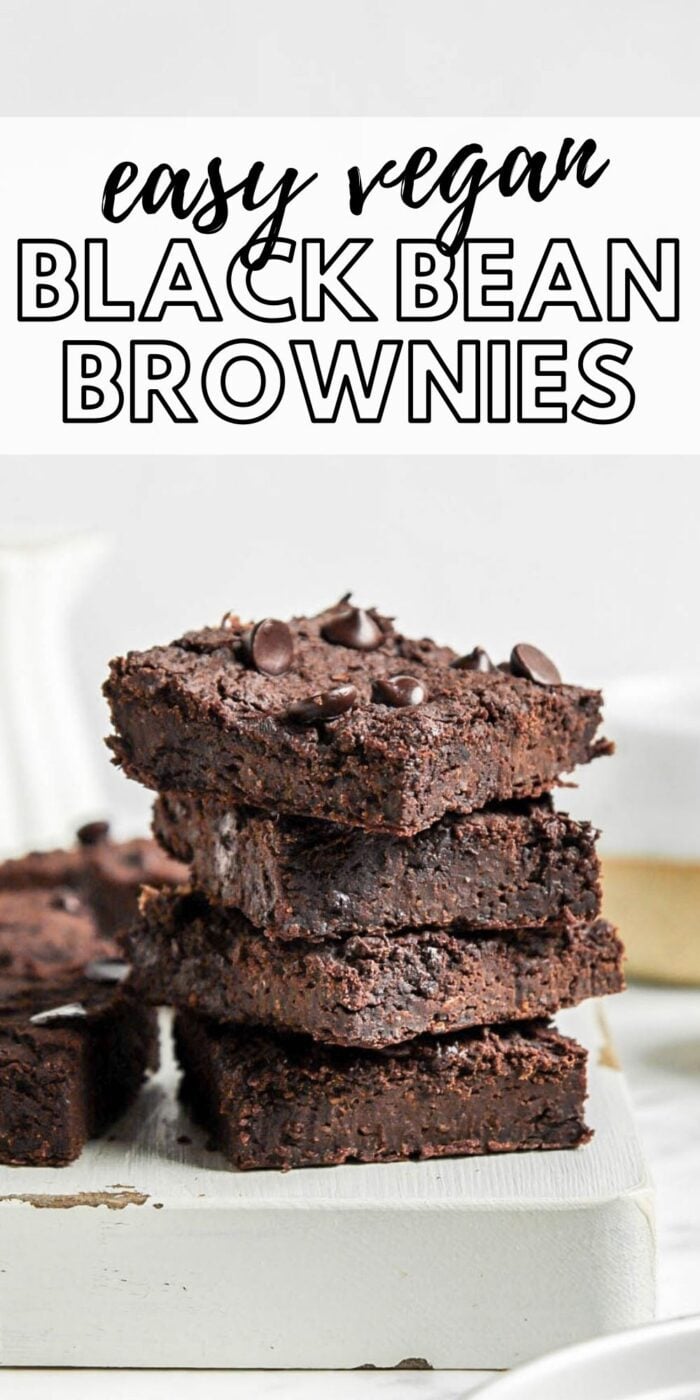 Pinterest graphic with an image and text for black bean brownies.